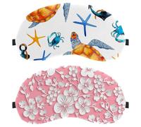 Eslifey 2 Pcs Blackout Eye Masks, Flower Cherry Blossom Pattern Eye Sleep Shade Cover with Adjustable Strap for Sleeping Traveling