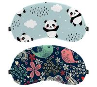 Eslifey 2 Pcs Blackout Eye Masks, Flowers and Birds Colorful Floral Pattern Eye Sleep Shade Cover with Adjustable Strap for Sleeping Traveling