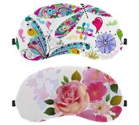 Eslifey 2 Pcs Blackout Eye Masks, Flowers Blossom Eye Sleep Shade Cover with Adjustable Strap for Sleeping Traveling