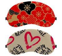 Eslifey 2 Pcs Blackout Eye Masks, Follow Your Heart Love Pattern Eye Sleep Shade Cover with Adjustable Strap for Sleeping Traveling