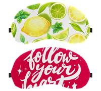 Eslifey 2 Pcs Blackout Eye Masks, Follow Your Heart Red White Eye Sleep Shade Cover with Adjustable Strap for Sleeping Traveling