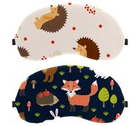 Eslifey 2 Pcs Blackout Eye Masks, Forest Cartoon Hedgehog Fox Rabbit Eye Sleep Shade Cover with Adjustable Strap for Sleeping Traveling