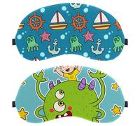 Eslifey 2 Pcs Blackout Eye Masks, Funny Cartoon Kids with Monster Stars Eye Sleep Shade Cover with Adjustable Strap for Sleeping Traveling