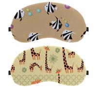 Eslifey 2 Pcs Blackout Eye Masks, Giraffe Cute Animals Pattern Eye Sleep Shade Cover with Adjustable Strap for Sleeping Traveling