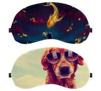 Eslifey 2 Pcs Blackout Eye Masks, Golden Retriever Eye Sleep Shade Cover with Adjustable Strap for Sleeping Traveling