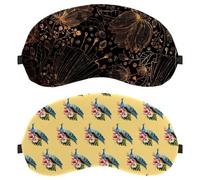 Eslifey 2 Pcs Blackout Eye Masks, Graceful Peacock Bird with Flowers Pattern Eye Sleep Shade Cover with Adjustable Strap for Sleeping Traveling
