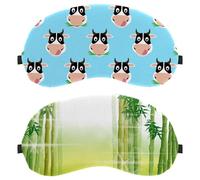 Eslifey 2 Pcs Blackout Eye Masks, Green Bamboo Scene in The Morning Eye Sleep Shade Cover with Adjustable Strap for Sleeping Traveling