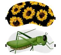 Eslifey 2 Pcs Blackout Eye Masks, Green Grasshopper Locust Insect Eye Sleep Shade Cover with Adjustable Strap for Sleeping Traveling
