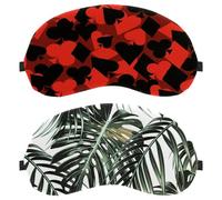 Eslifey 2 Pcs Blackout Eye Masks, Green White Palm Leaves Eye Sleep Shade Cover with Adjustable Strap for Sleeping Traveling