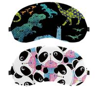 Eslifey 2 Pcs Blackout Eye Masks, Happy Panda Birthday Cake Pattern Eye Sleep Shade Cover with Adjustable Strap for Sleeping Traveling