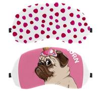 Eslifey 2 Pcs Blackout Eye Masks, Hello Pugicorn Funny Pug Dog Eye Sleep Shade Cover with Adjustable Strap for Sleeping Traveling