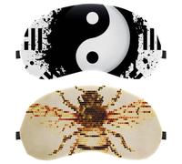 Eslifey 2 Pcs Blackout Eye Masks, Honey Bee Geometrical Shape Eye Sleep Shade Cover with Adjustable Strap for Sleeping Traveling