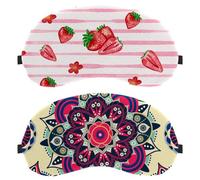 Eslifey 2 Pcs Blackout Eye Masks, Indian Mandala Psychedelic Eye Sleep Shade Cover with Adjustable Strap for Sleeping Traveling