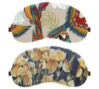 Eslifey 2 Pcs Blackout Eye Masks, Iris Flower Art Pattern Eye Sleep Shade Cover with Adjustable Strap for Sleeping Traveling