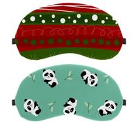 Eslifey 2 Pcs Blackout Eye Masks, Kawaii Cute Panda Bamboo Pattern Eye Sleep Shade Cover with Adjustable Strap for Sleeping Traveling