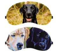 Eslifey 2 Pcs Blackout Eye Masks, Labrador Retriever Painting Eye Sleep Shade Cover with Adjustable Strap for Sleeping Traveling
