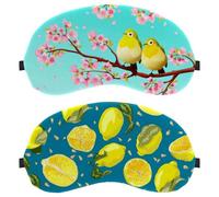 Eslifey 2 Pcs Blackout Eye Masks, Lemon Fruit and Leaves Eye Sleep Shade Cover with Adjustable Strap for Sleeping Traveling