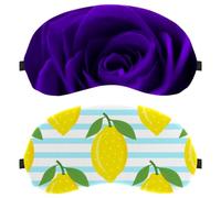 Eslifey 2 Pcs Blackout Eye Masks, Lemons Fruits on Blue Striped Background Eye Sleep Shade Cover with Adjustable Strap for Sleeping Traveling