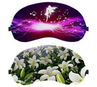 Eslifey 2 Pcs Blackout Eye Masks, Lily Flowers Blossom Eye Sleep Shade Cover with Adjustable Strap for Sleeping Traveling