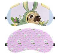 Eslifey 2 Pcs Blackout Eye Masks, Little White Flowers Pink Background Eye Sleep Shade Cover with Adjustable Strap for Sleeping Traveling