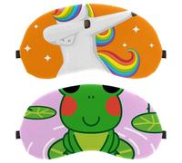 Eslifey 2 Pcs Blackout Eye Masks, Lovely Frog on The Lotus Leaf Eye Sleep Shade Cover with Adjustable Strap for Sleeping Traveling