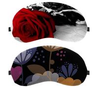 Eslifey 2 Pcs Blackout Eye Masks, Magic Tulips Flowers Black Background Eye Sleep Shade Cover with Adjustable Strap for Sleeping Traveling