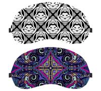 Eslifey 2 Pcs Blackout Eye Masks, Mandala Purple Psychedelic Owl Eye Sleep Shade Cover with Adjustable Strap for Sleeping Traveling