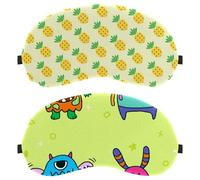Eslifey 2 Pcs Blackout Eye Masks, Monsters Yellow Eye Sleep Shade Cover with Adjustable Strap for Sleeping Traveling