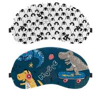 Eslifey 2 Pcs Blackout Eye Masks, Music Lover Dinosaur Cartoon Animal Pattern Eye Sleep Shade Cover with Adjustable Strap for Sleeping Traveling