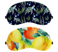 Eslifey 2 Pcs Blackout Eye Masks, Orange and Lemon Fruit Eye Sleep Shade Cover with Adjustable Strap for Sleeping Traveling