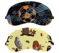Eslifey 2 Pcs Blackout Eye Masks, Owls Animals Pattern Bright Colorful Eye Sleep Shade Cover with Adjustable Strap for Sleeping Traveling