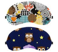Eslifey 2 Pcs Blackout Eye Masks, Owls with Stars Eye Sleep Shade Cover with Adjustable Strap for Sleeping Traveling