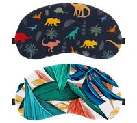 Eslifey 2 Pcs Blackout Eye Masks, Palm Leaves Art Painting Eye Sleep Shade Cover with Adjustable Strap for Sleeping Traveling