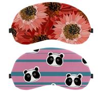 Eslifey 2 Pcs Blackout Eye Masks, Panda Bear Stribe Hand Drawn Illustration Eye Sleep Shade Cover with Adjustable Strap for Sleeping Traveling