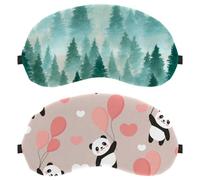 Eslifey 2 Pcs Blackout Eye Masks, Panda Flying Sky Colorful Balloons Clouds Pink Pattern Eye Sleep Shade Cover with Adjustable Strap for Sleeping Traveling