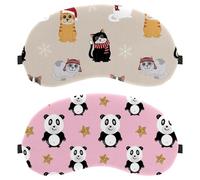 Eslifey 2 Pcs Blackout Eye Masks, Panda with Glitter Stars Pink Pattern Eye Sleep Shade Cover with Adjustable Strap for Sleeping Traveling