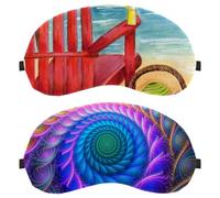 Eslifey 2 Pcs Blackout Eye Masks, Peacock Feather Trippy Eye Sleep Shade Cover with Adjustable Strap for Sleeping Traveling