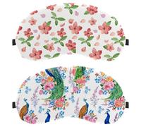 Eslifey 2 Pcs Blackout Eye Masks, Peacock Flowers Pattern Eye Sleep Shade Cover with Adjustable Strap for Sleeping Traveling