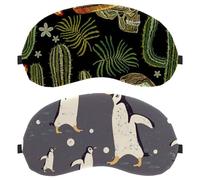 Eslifey 2 Pcs Blackout Eye Masks, Penguin Cute Animal Pattern Eye Sleep Shade Cover with Adjustable Strap for Sleeping Traveling