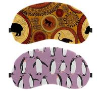 Eslifey 2 Pcs Blackout Eye Masks, Penguin Snow Cute Animals Pattern Eye Sleep Shade Cover with Adjustable Strap for Sleeping Traveling