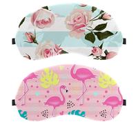 Eslifey 2 Pcs Blackout Eye Masks, Pink Flamingos Eye Sleep Shade Cover with Adjustable Strap for Sleeping Traveling