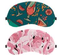 Eslifey 2 Pcs Blackout Eye Masks, Pink Flamingos Pattern Eye Sleep Shade Cover with Adjustable Strap for Sleeping Traveling