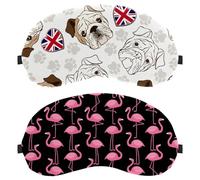 Eslifey 2 Pcs Blackout Eye Masks, Pink Flamingos Pattern Eye Sleep Shade Cover with Adjustable Strap for Sleeping Traveling