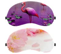 Eslifey 2 Pcs Blackout Eye Masks, Pink Flowers Japanese Cherry Blossom Eye Sleep Shade Cover with Adjustable Strap for Sleeping Traveling
