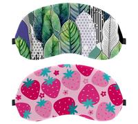 Eslifey 2 Pcs Blackout Eye Masks, Pink Fruit Strawberry Pattern Eye Sleep Shade Cover with Adjustable Strap for Sleeping Traveling