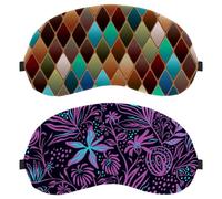 Eslifey 2 Pcs Blackout Eye Masks, Purple Floral Patterns Eye Sleep Shade Cover with Adjustable Strap for Sleeping Traveling