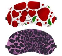 Eslifey 2 Pcs Blackout Eye Masks, Purple Leopard Print Eye Sleep Shade Cover with Adjustable Strap for Sleeping Traveling