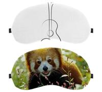 Eslifey 2 Pcs Blackout Eye Masks, Red Panda Painting Eye Sleep Shade Cover with Adjustable Strap for Sleeping Traveling