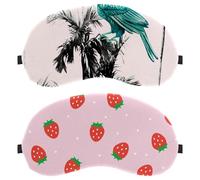 Eslifey 2 Pcs Blackout Eye Masks, Red Strawberry Patterns Eye Sleep Shade Cover with Adjustable Strap for Sleeping Traveling