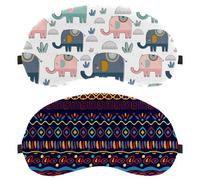 Eslifey 2 Pcs Blackout Eye Masks, Retro Bohemia Vintage Eye Sleep Shade Cover with Adjustable Strap for Sleeping Traveling